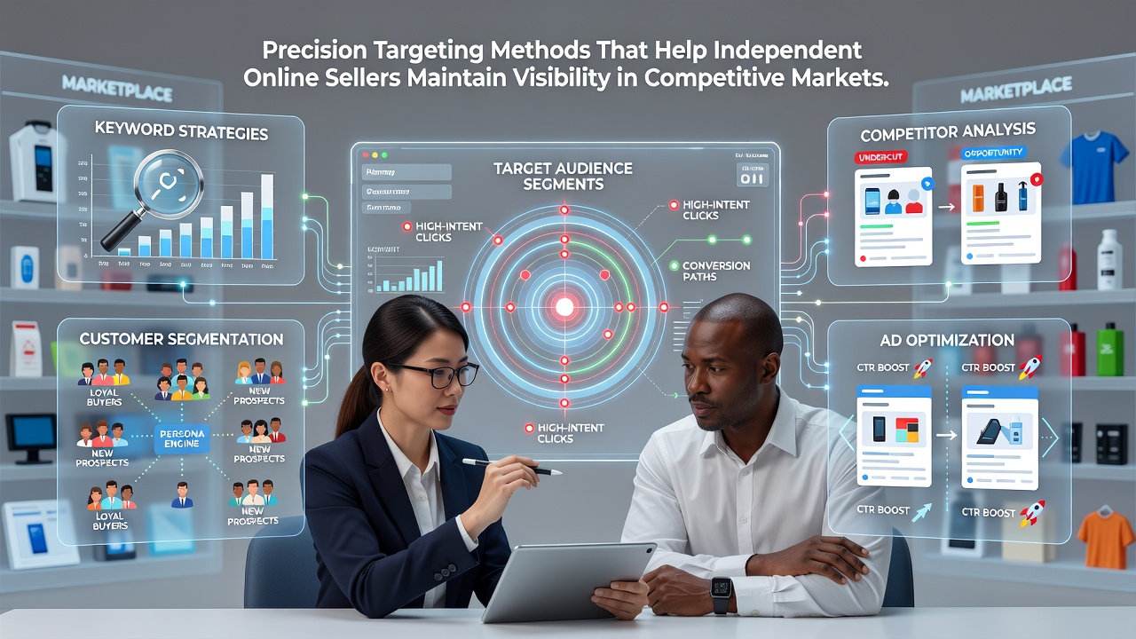 Diagram showing retargeting sequences and dynamic content adjustments for online sellers in search environments